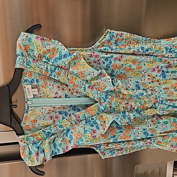 💕J. CREW💕 Printed V-Neck Smocked Midi Dress ~ Fresh Spearmint Floral Print 8 - Picture 12 of 16